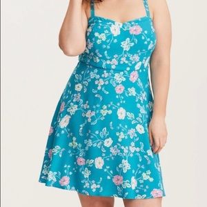 Torrid Teal Floral Challis Dress Size 00